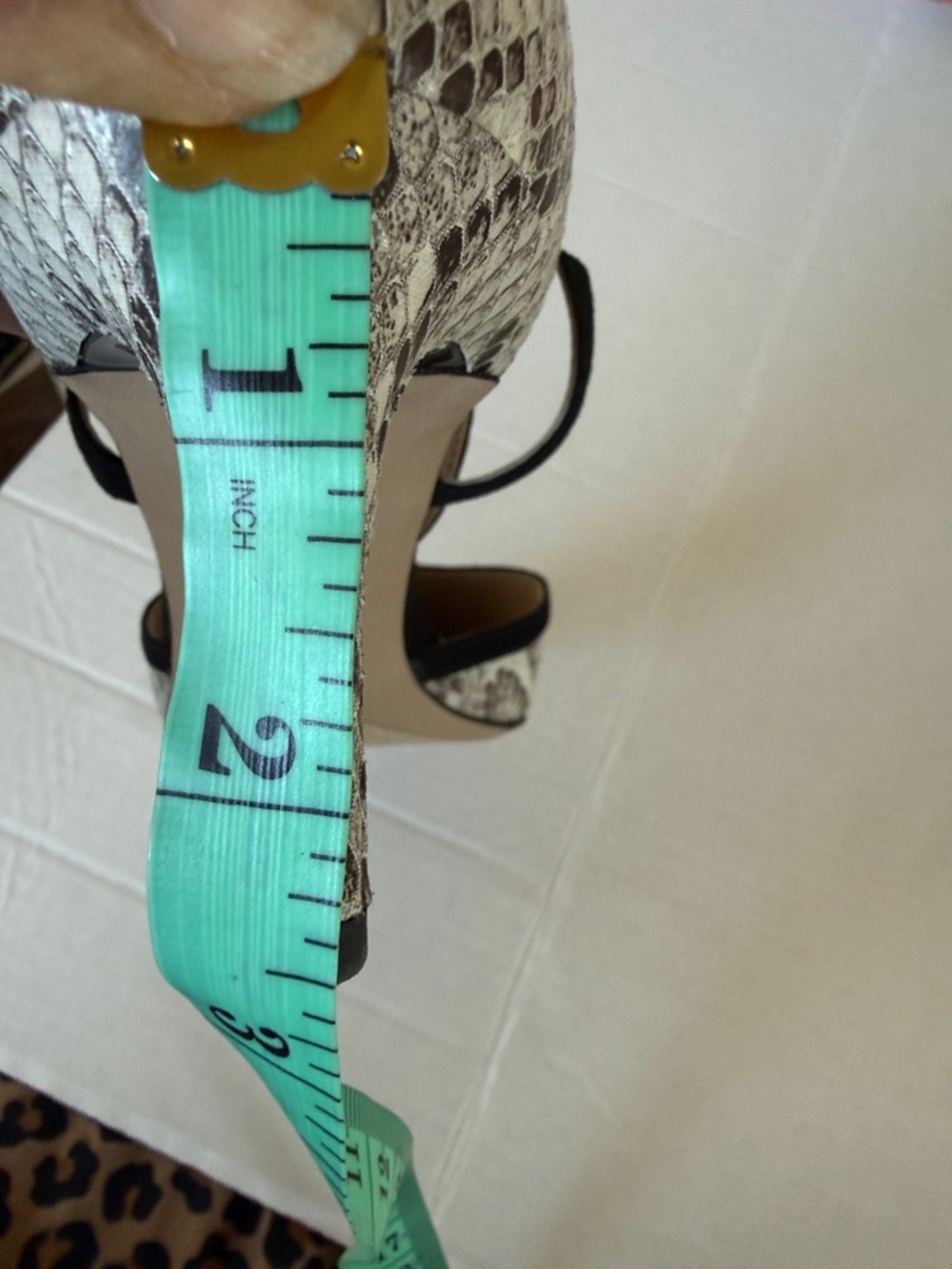 Franco Sarto Black T-Strap Snake-Print Pointed Heels - Picture 8 of 8
